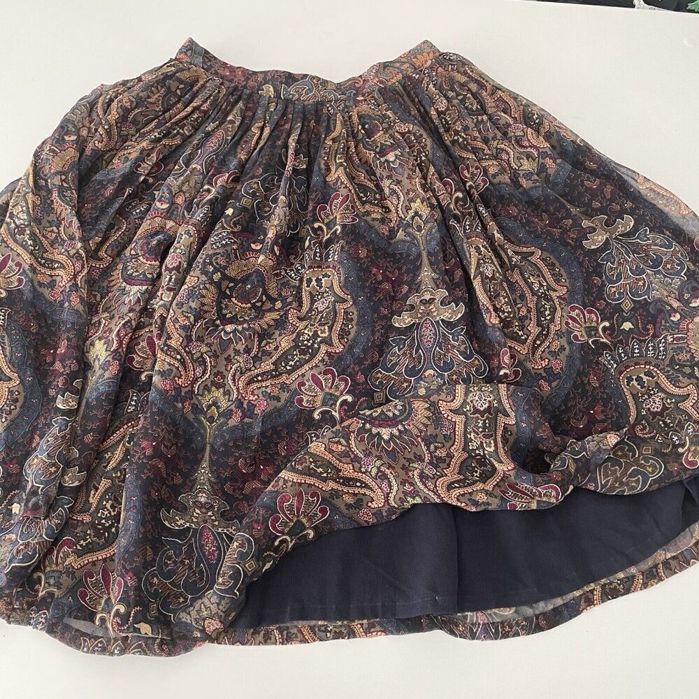 Ellen Tracy Linda Allard design Silk Lined Paisley Skirt 2 Dark Academia Fairy - Picture 5 of 11